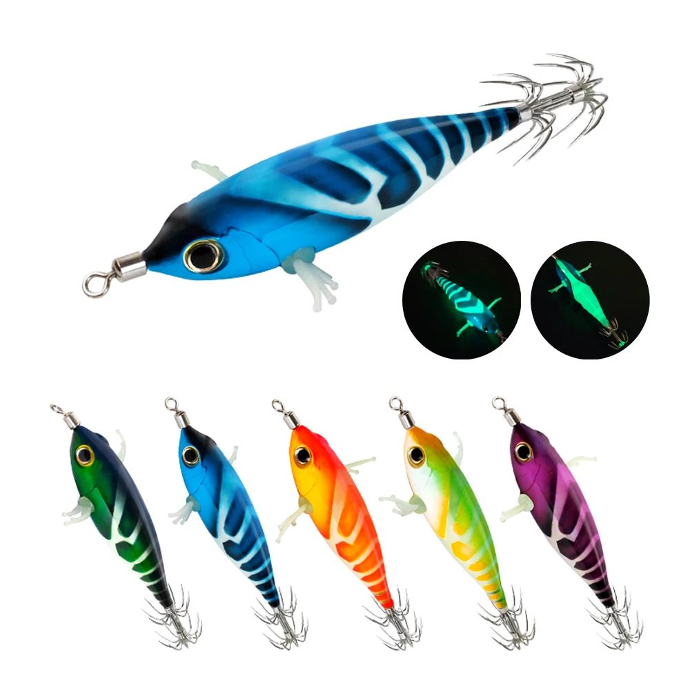 ILURE 5.2g Artificial Squid Jig Fishing Lures Luminous Cuttlefish EGI Hooking Baits for Sea Fishing