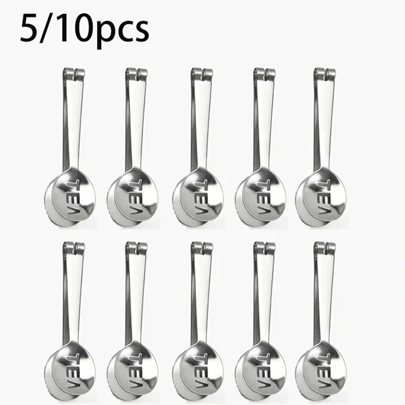 5/10pcs stainless steel tea bag extruder, tea bag pliers, reusable tea bag clips, used for loose-leaf tea, coffee and kitchen.