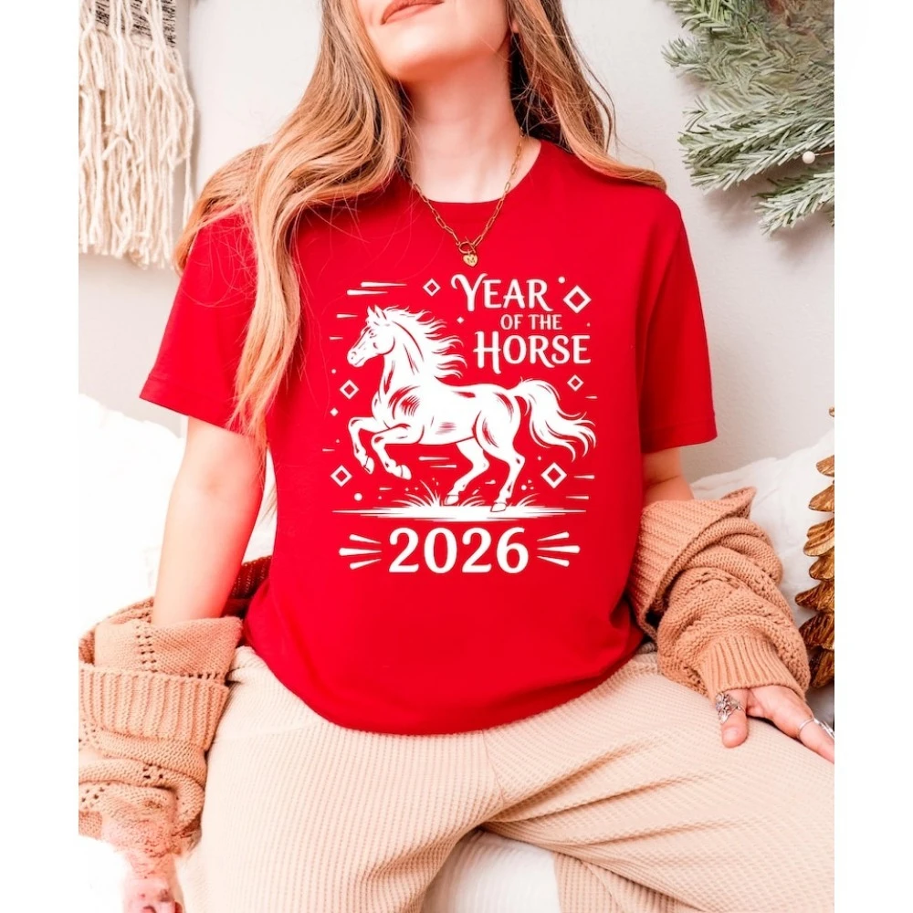 

Футболка на Китайский Новый год 2026 года (Год Лошади), женская, повседневная, эстетичная одежда