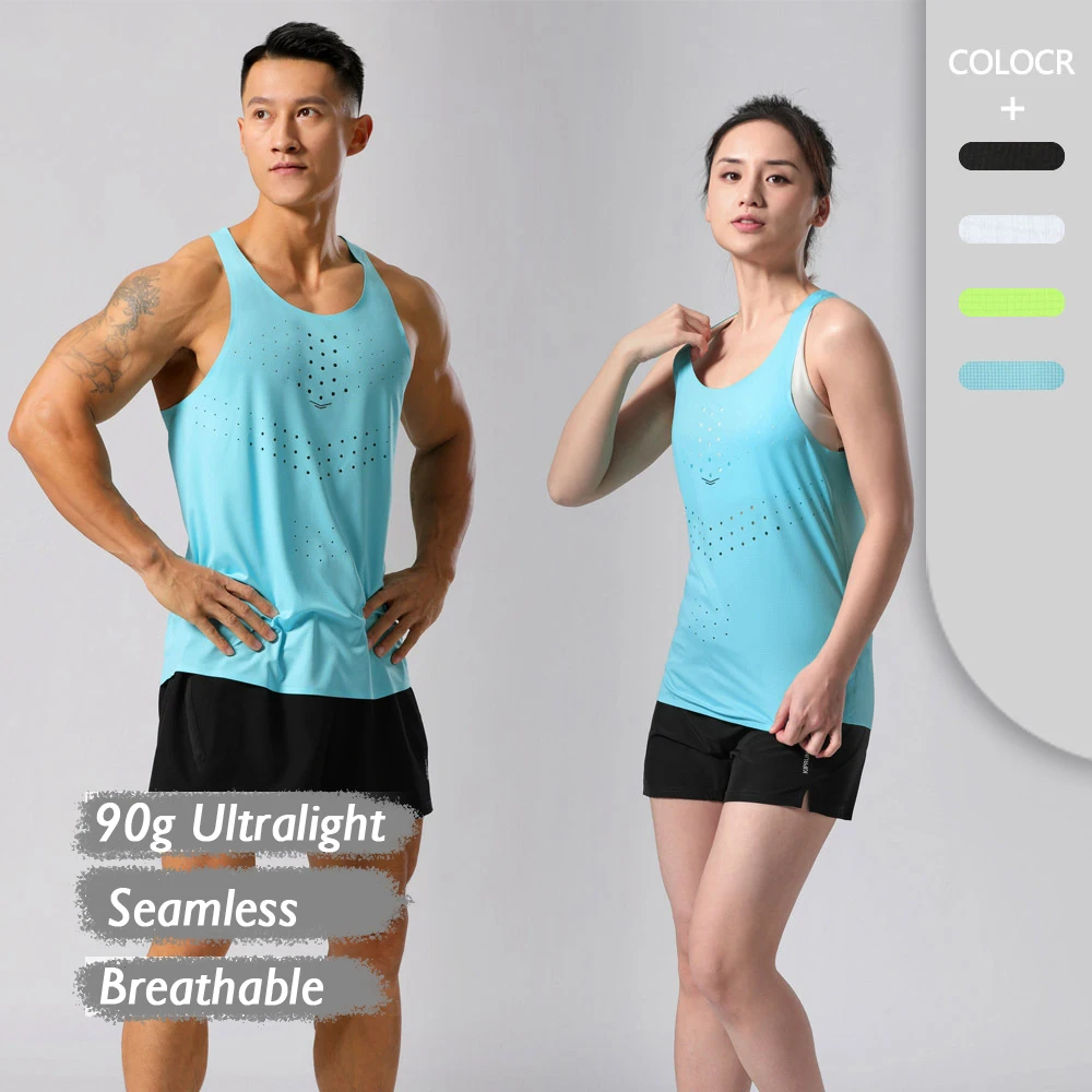 (XS-3XL)Lightweight Marathon Quick Dry Sports Vest Men Summer Running Fitness Elastic Mesh Tank Top Sleeveless Shirt Gym Singlet