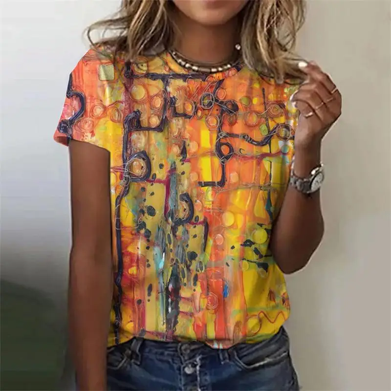 

Colorful Gothic Graphic 3D Print T-Shirts Women Casual Short Sleeve O-Neck T Shirt Summer Harajuku Tops Y2k Tees Female Clothing