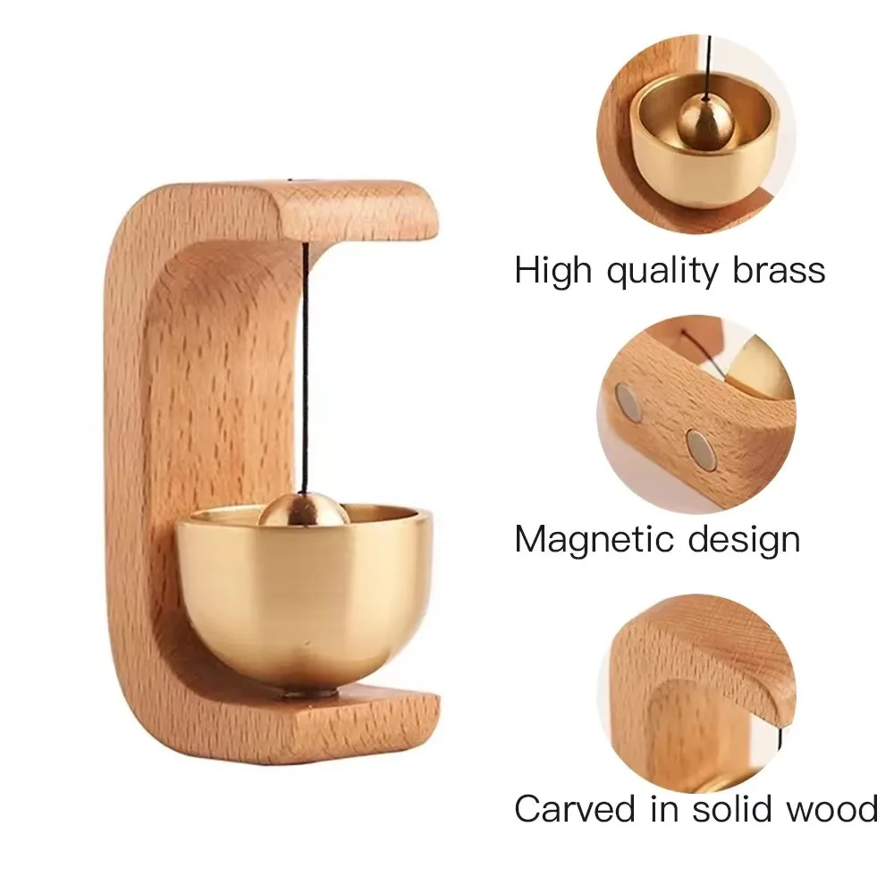 Wooden Doorbell Suction Door-type Wind Chime for Entry and Door Opening Reminder Bell Housewarming Gift Solid Wood Dopamine