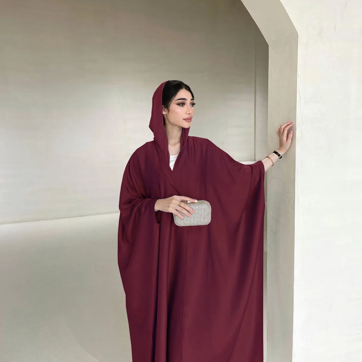 Abaya en satin ouvert pour femmes musulmanes, cardigan Eid Ramadan, robes à manches chauve-souris, Turquie, Kaftan, Robe arabe, Islam, Jalabiya, Dubaï