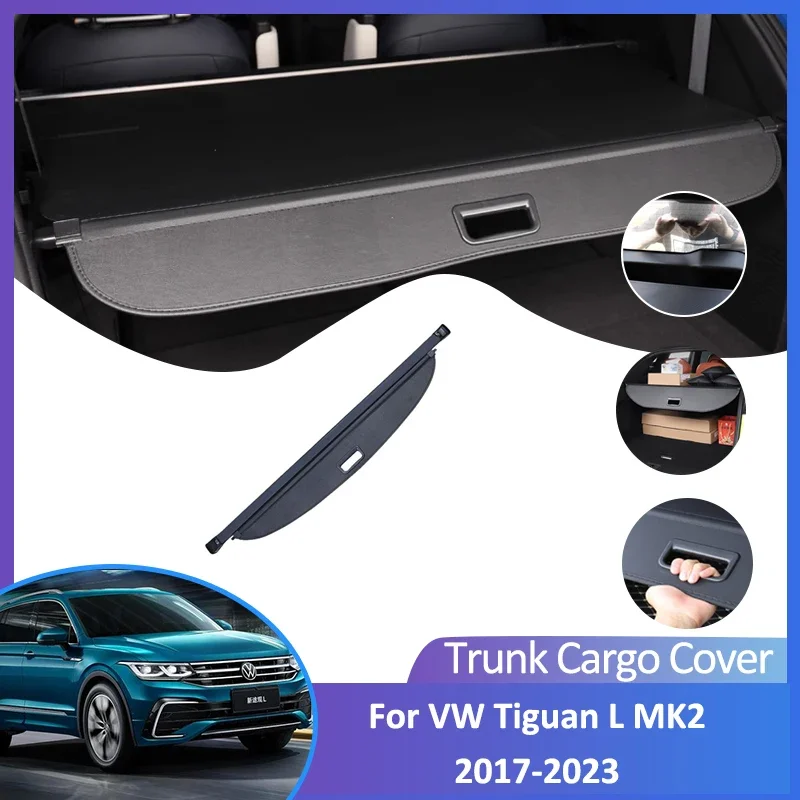 

For Volkswagen VW Tiguan L MK2 2017-2023 Rear Trunk Cargo Cover Retractable Luggage Curtain Accessorie WaterproofShield Shade