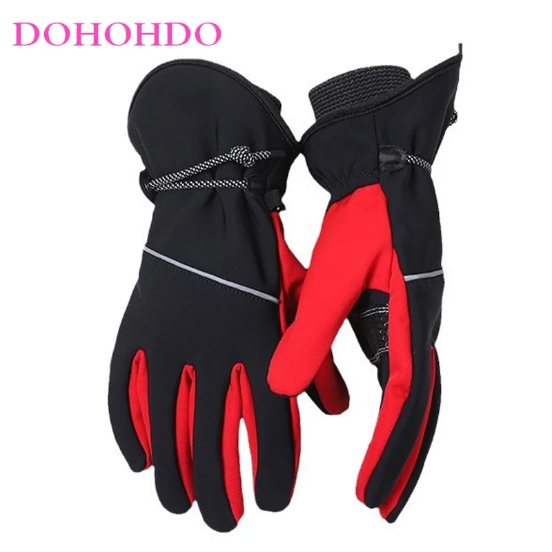 

Gloves Men Winter Touch-screen Ski Black Gloves Outdoor Waterproof Windproof Warm Riding Velvet Mountaineering Motorcycle Gloves