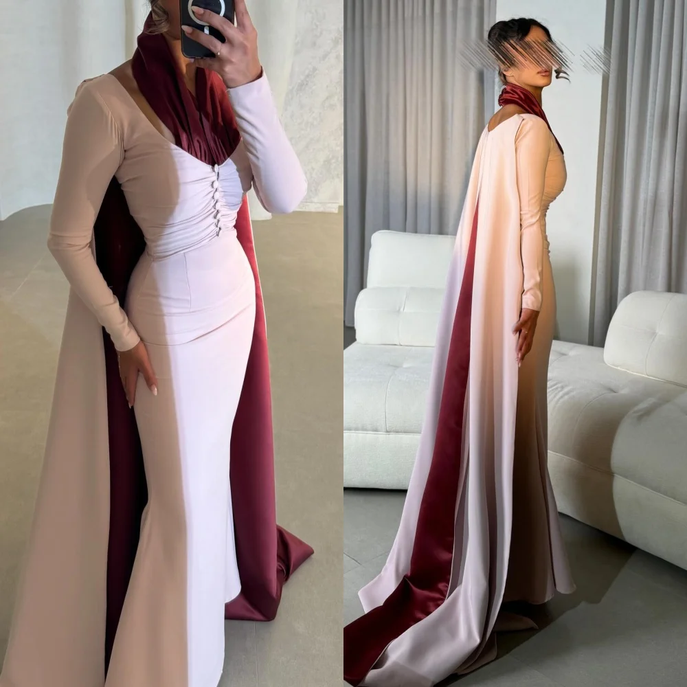 Customized Sexy Fashion Jersey Pleat Button Mermaid Halter Long Dresses Bespoke Occasion Dresses Exquisite Matching Casual