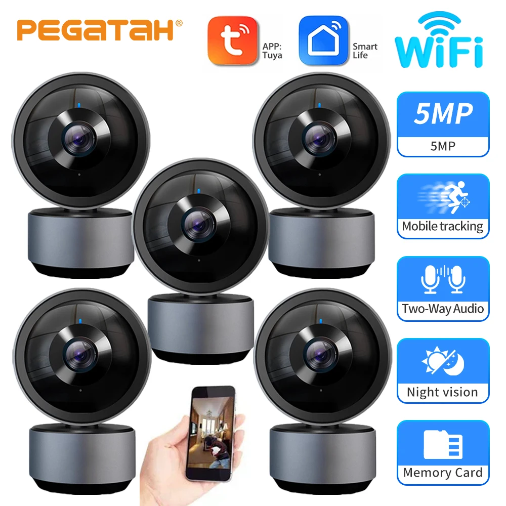 

1-5PCS 5MP IP WiFi Camera Baby Monitor Indoor Surveillance Camera Wireless IP Cameras Auto Tracking Cam Two Way Audio Video Cam