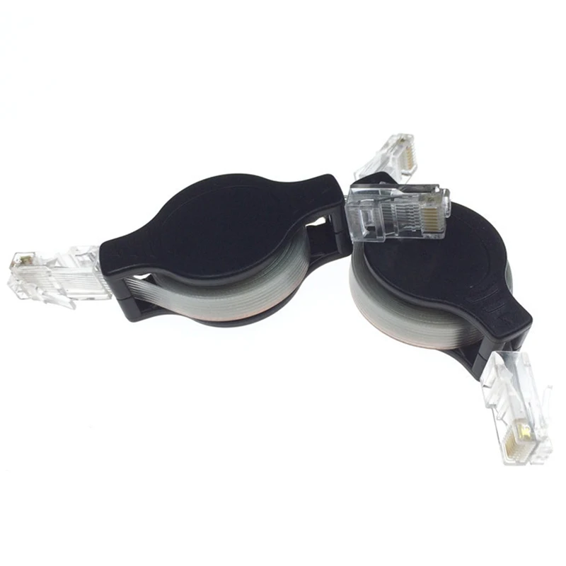 & AT27  2PCS Portable RJ45 Cat 5 5E Retractable Ethernet LAN Network Patch Cable 10/100 Mbps 1.5M/5FT