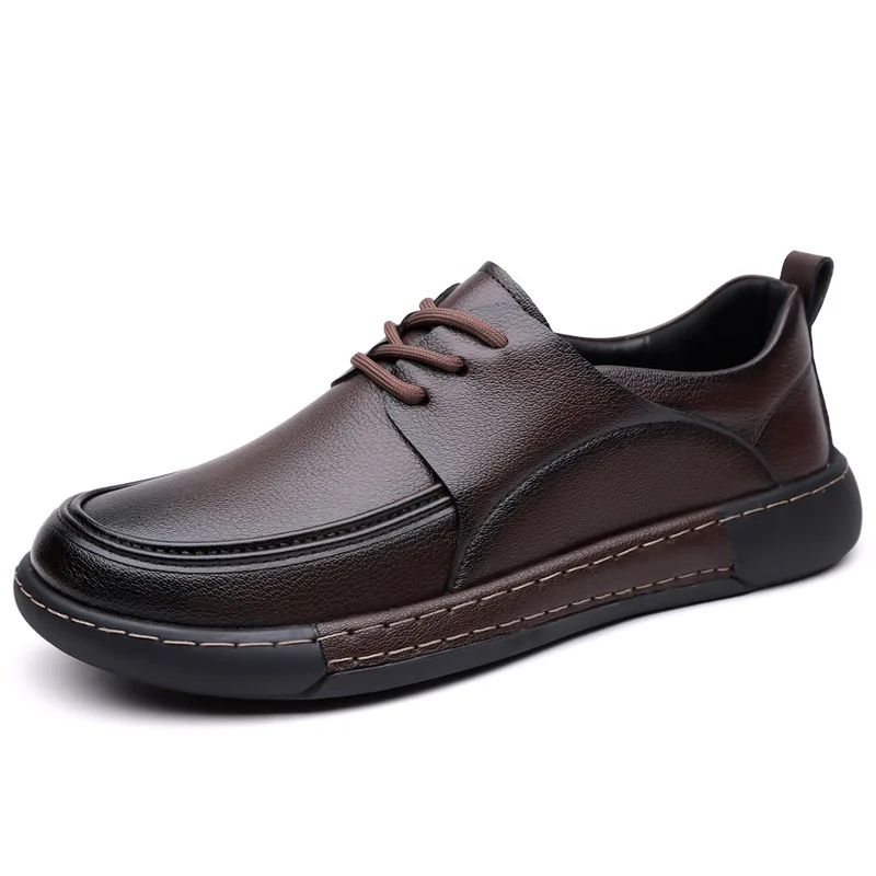 

Spring Autumn Lace Fashion Casual Loafers Man Fashion Casual New Designer Leather Shoes Male Solid Color Light Dress Shoes Man