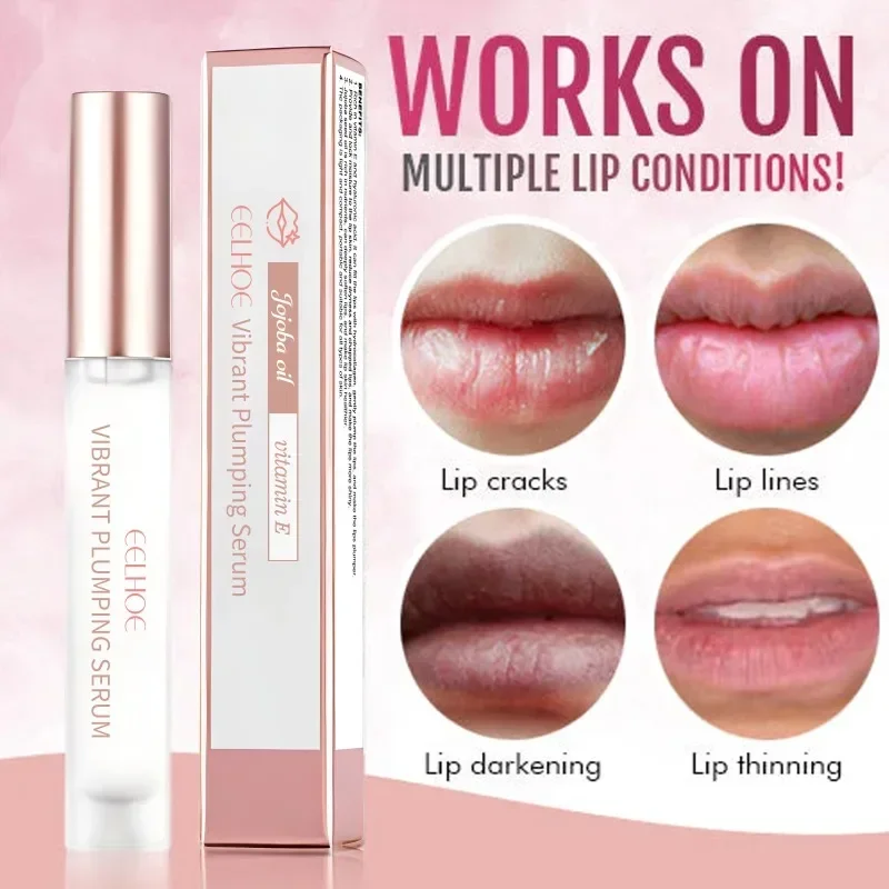 EELHOE Plumping Serum Lip Gloss Moisturizing Reduce-Cracking Dry Lighten Lip Lines Remover Dead Skin Hydration Lip Care Lips Oil