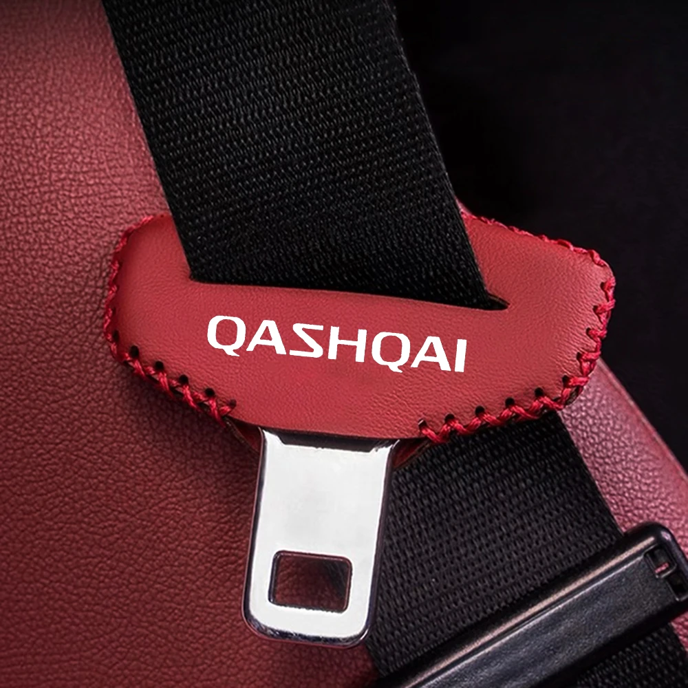 Car Seat Belt Buckle Clip Protector leather Interior Button Case Anti-Scratch Cover For Nissan Qashqai J10 J11 Car Accessories