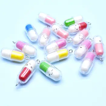 10個混合可愛藥丸笑臉人物樹脂飾品吊墜手工飾品DIY耳環項鍊鑰匙扣 8 最佳銷售 藥丸護符 - №6