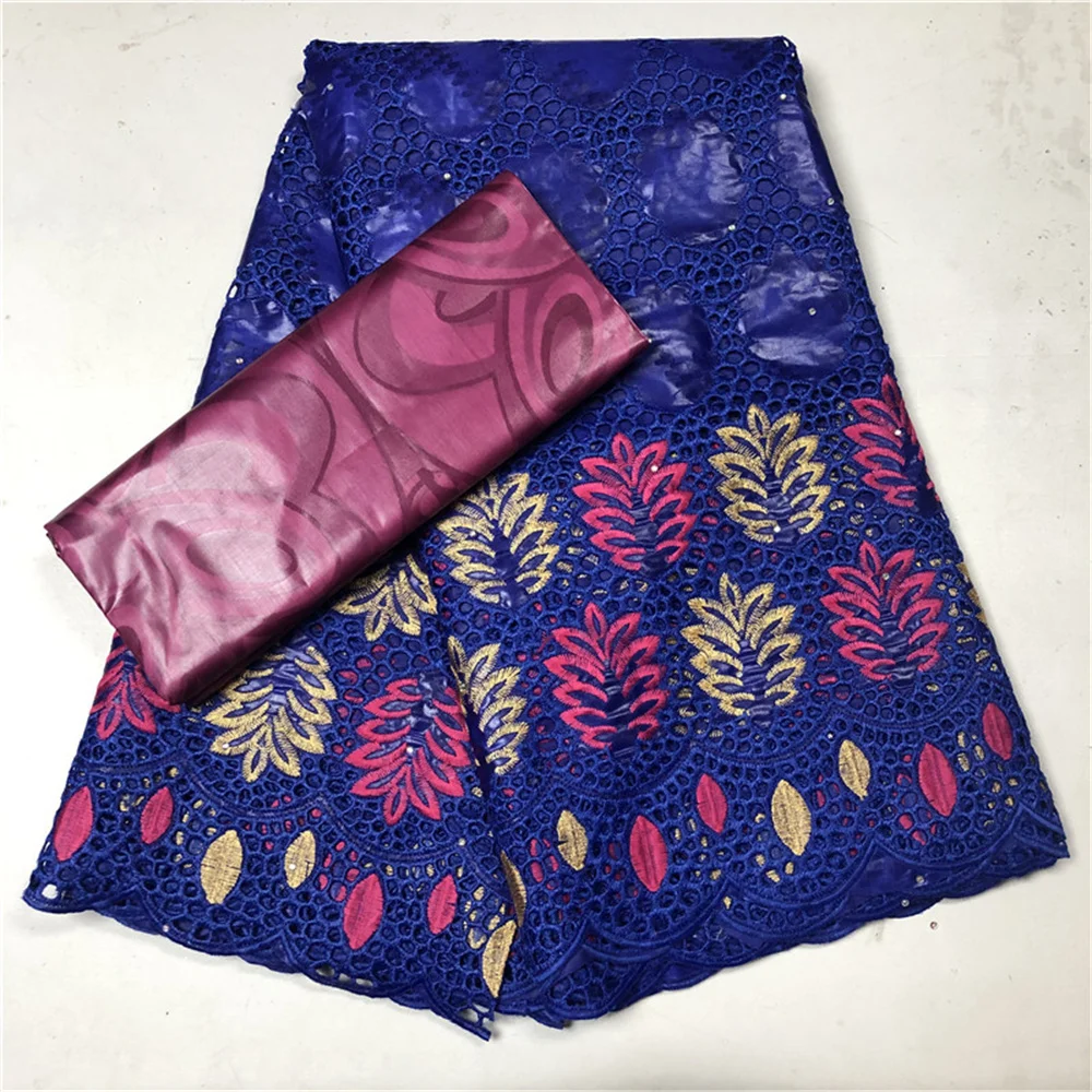 100% Cotton Bazin Riche Brocade Lace Fabric with Stones 2.5+2.5yards African Bazin Brode Lace Fabric for Women Dress