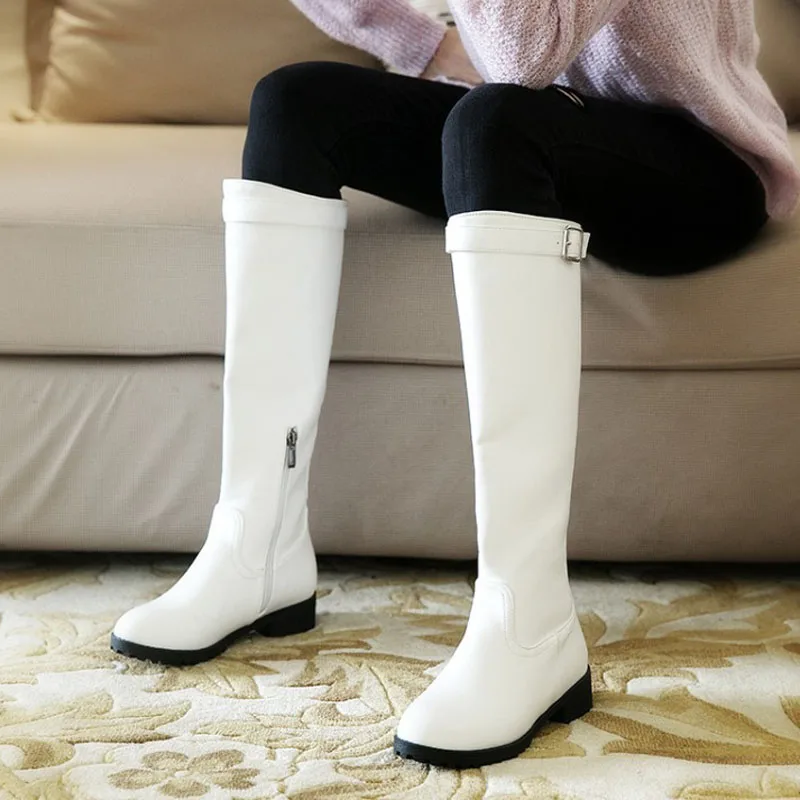 Winter Sexy Woman Motorcycle Booties Women Shoes Custom Boots Belt Strap Platform Women Boots High Heels Knee High Boots WSH5386