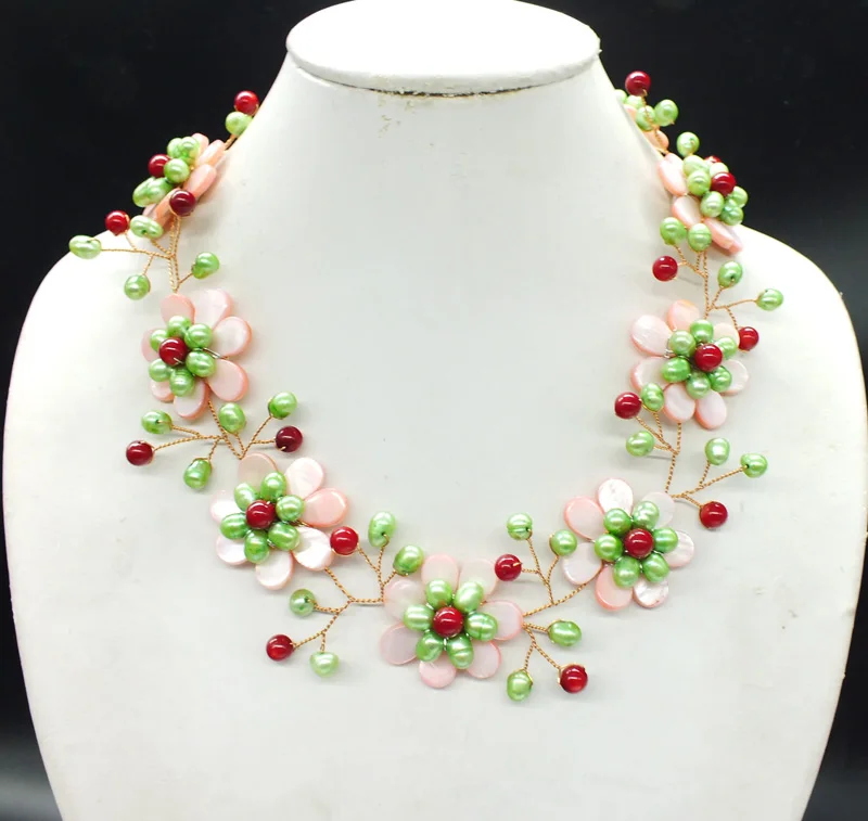 new -0281# Charming woman jewelry, Last necklace shell.pearl flower necklace