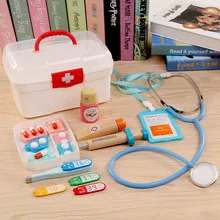 Children playing house, little doctor seeing a doctor, simulation kit box, stethoscope, dentist, role-playing, baby, injection t