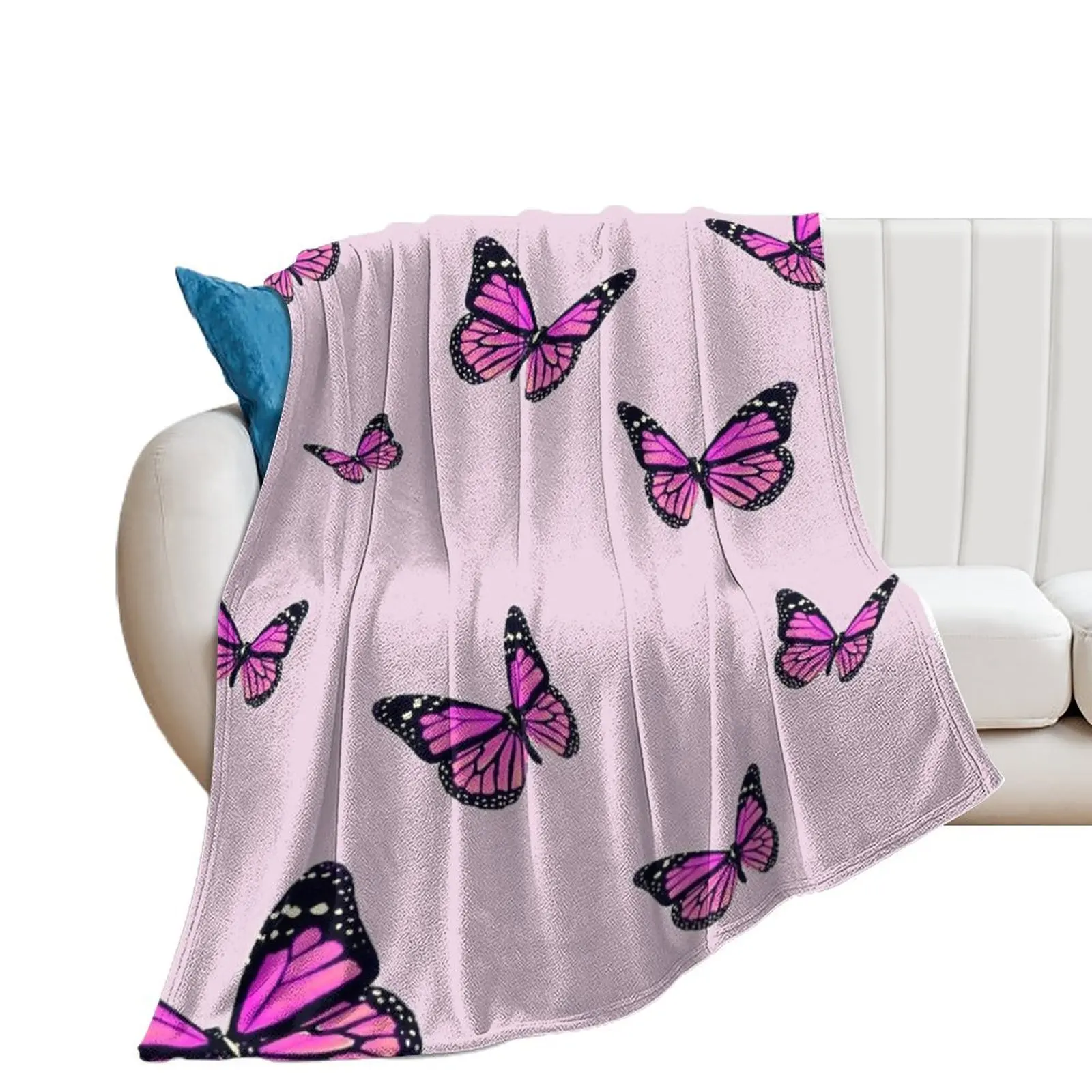 

pink butterflies Throw Blanket Decorative Sofas Bed linens Blankets