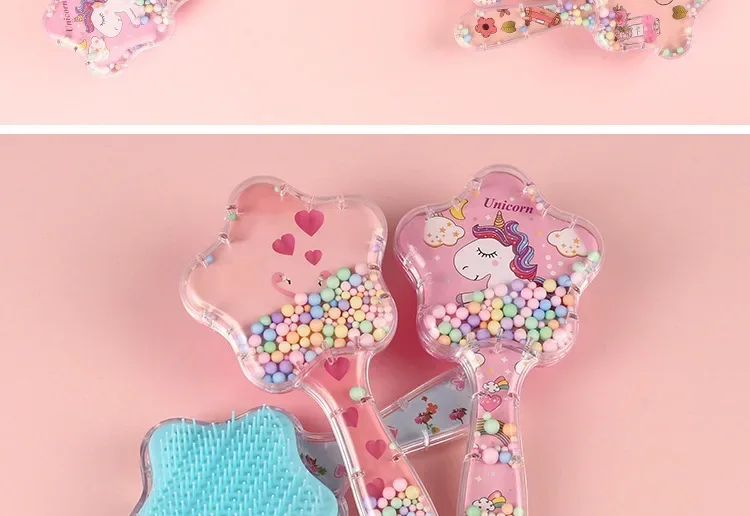 Star Magic Combs Antistatische Massage-Einhorn-Haarbürsten, Tangle Detangle Duschmassage-Haarbürste, speziell für Echthaar-Perücken – Detail 9