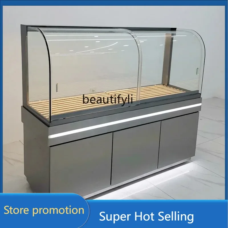 AY55   Stainless steel titanium plated bread side cabinet checkout page dinner plate model marble display cabinet