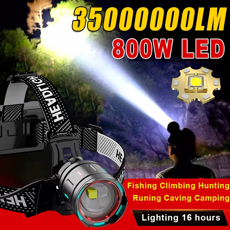 2025 Ultra Powerful LED Headlamp Super Bright Long Range Head Flashlight USB Rechargeable Head Torch Fishing Hunting Head Light