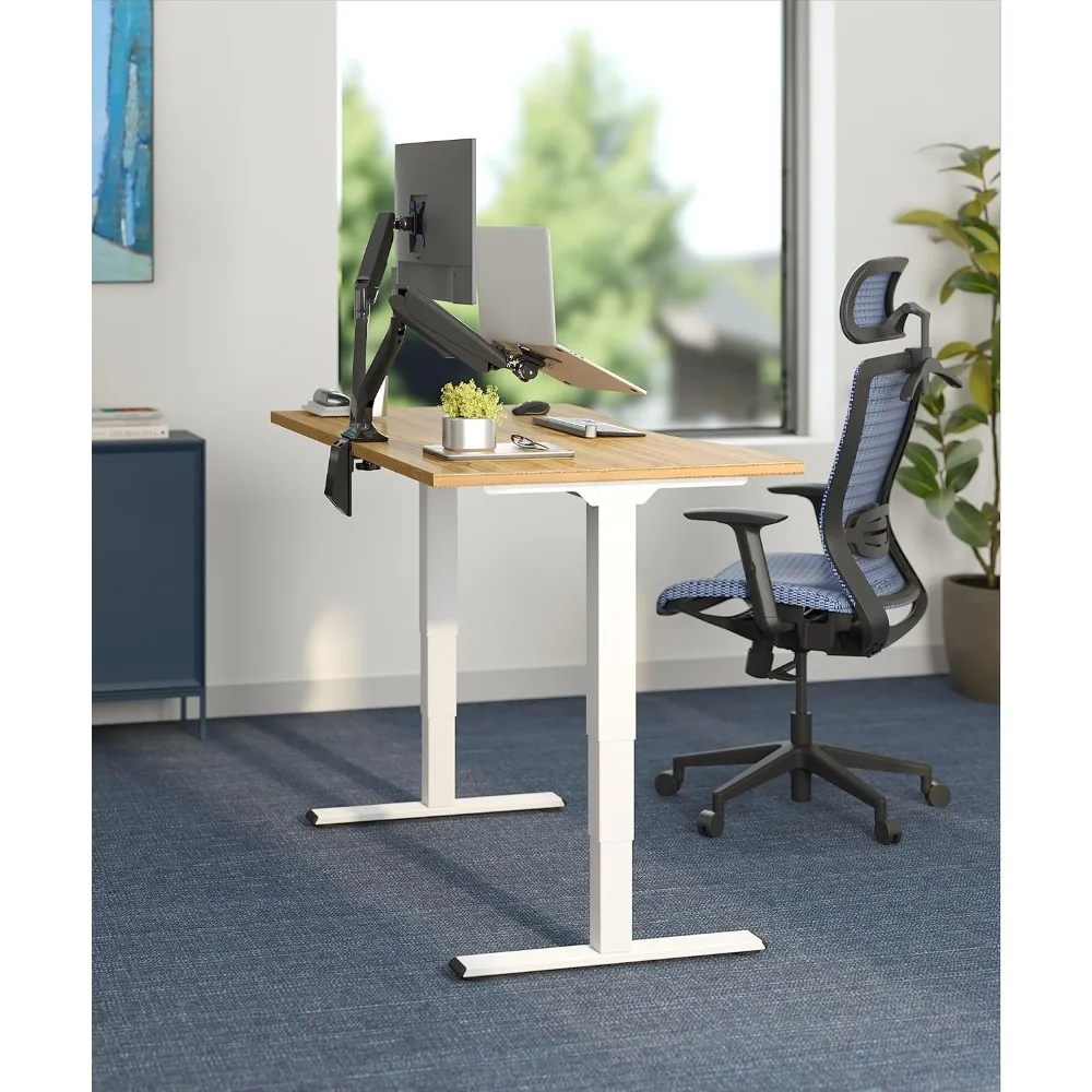 Duplo Motor elétrico Standing Desk, ajustável sentar Stand Up, Whole-Piece Board, 55x28 em, 3 fases