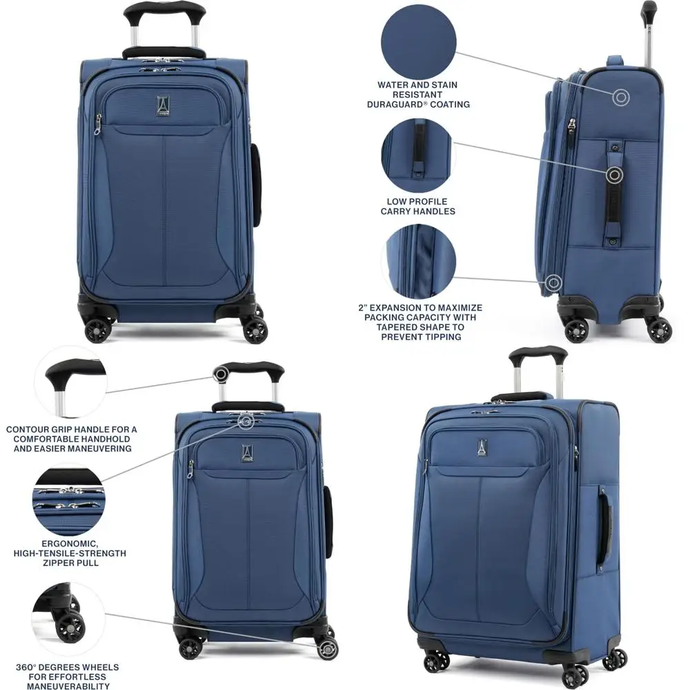 

Lightweight Expandable 21 Spinner Suitcase, Carry-On Luggage, Blue, with 4 Wheels for Easy Maneuverability