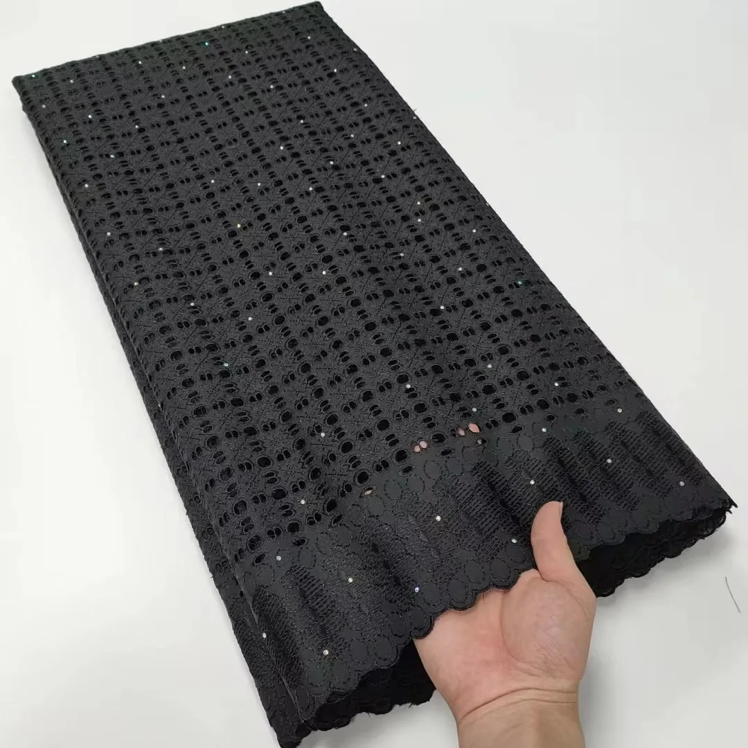 

2022 New Design High Quality Swiss Voile Laces In Switzerland Black Punch Cotton Nigerian Voile Lace Fabrics For Men And Women