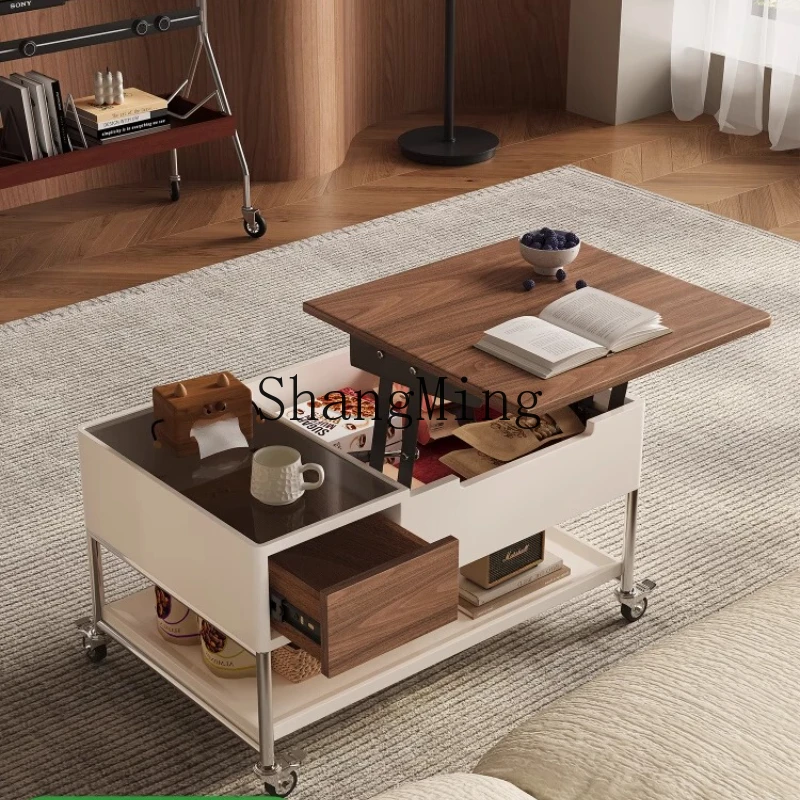 

ZYY mobile coffee table lifting small apartment trolley living room high-end household sofa side table