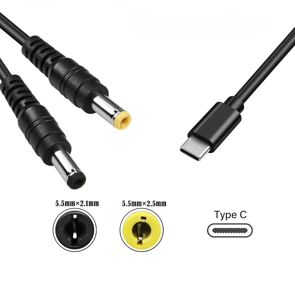 1.5M kabel do ładowarki USB C PD typ-C męski do dc5.5 x 2.1 5.5x2.5mm 9V 12V 15V 20V kabel zasilający zasilania do routerów kamera przemysłowa do monitoringu głośnikowych