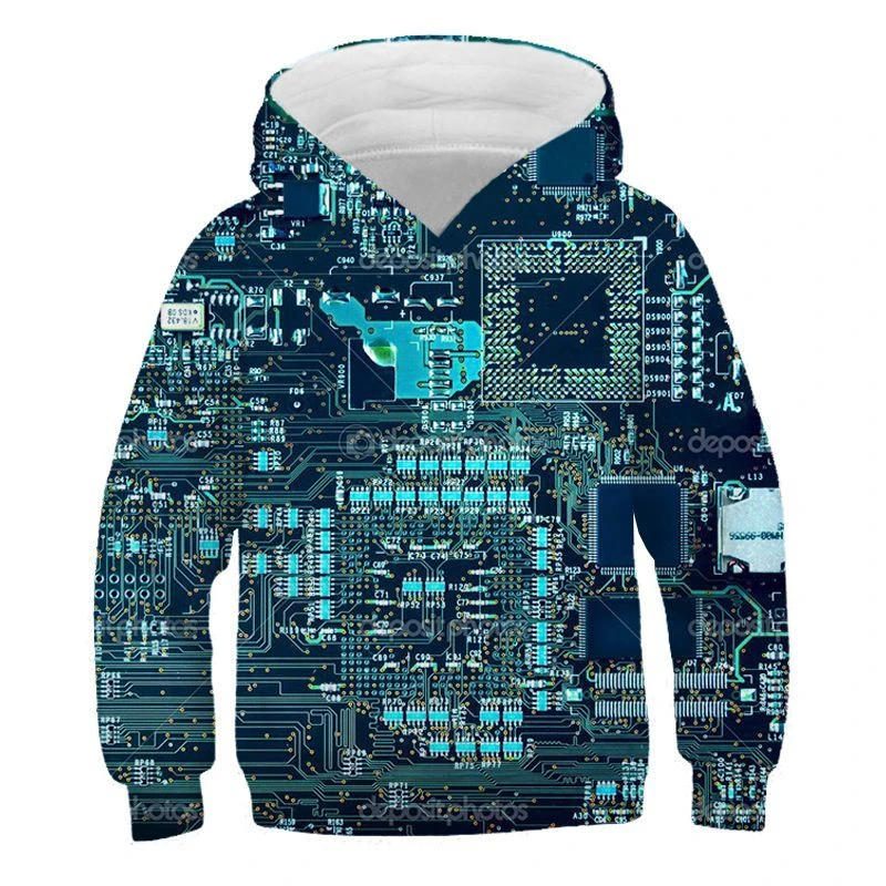 New Men Women Harajuku Fashion Casual Funny Hoodie Electronic Chip 3D Men's Hoodies Circuit Board Printed Hooded Sweatshirts