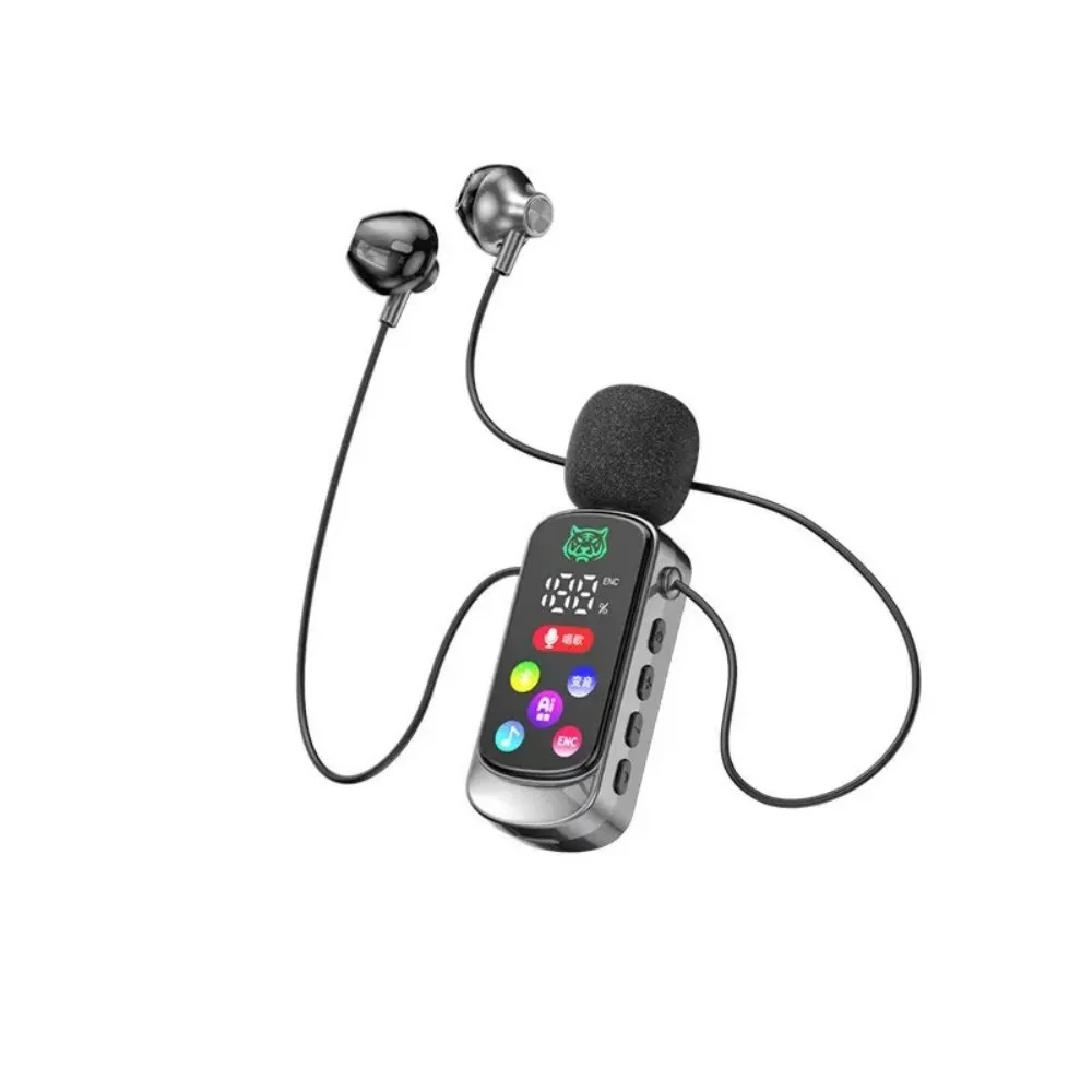 KEBIDUMEI Lavalier Bluetooth 6.0 Oordopjes Draadloze Hoofdtelefoon met Ruisonderdrukking K-Song Real-time Monitor TF-kaart Afspelen