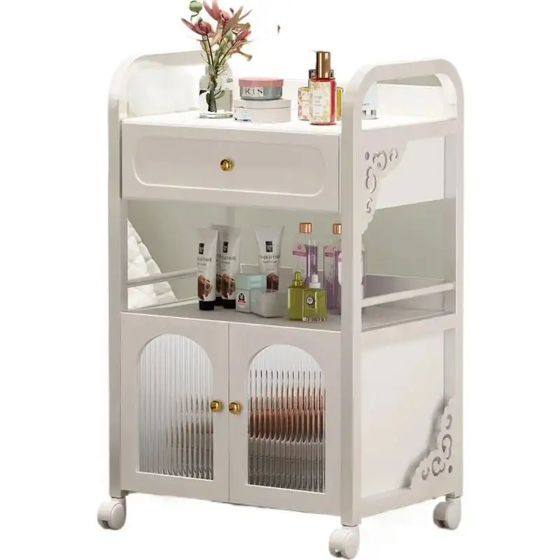 صالون تجميل متنقل لمستحضرات التجميل مساعد مانيكير دعم عربة ماكياج عربة تخزين قابلة للإزالة عجلات الروليت الأثاث صينية الحلاق #6