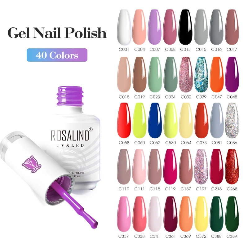 ROSALIND 15ml Multi Colors Gel Nail Polish Hybrid Varnish Semi Permanent UV Nail Art Line Nail Polish Esmalte Top Base Matt Coat