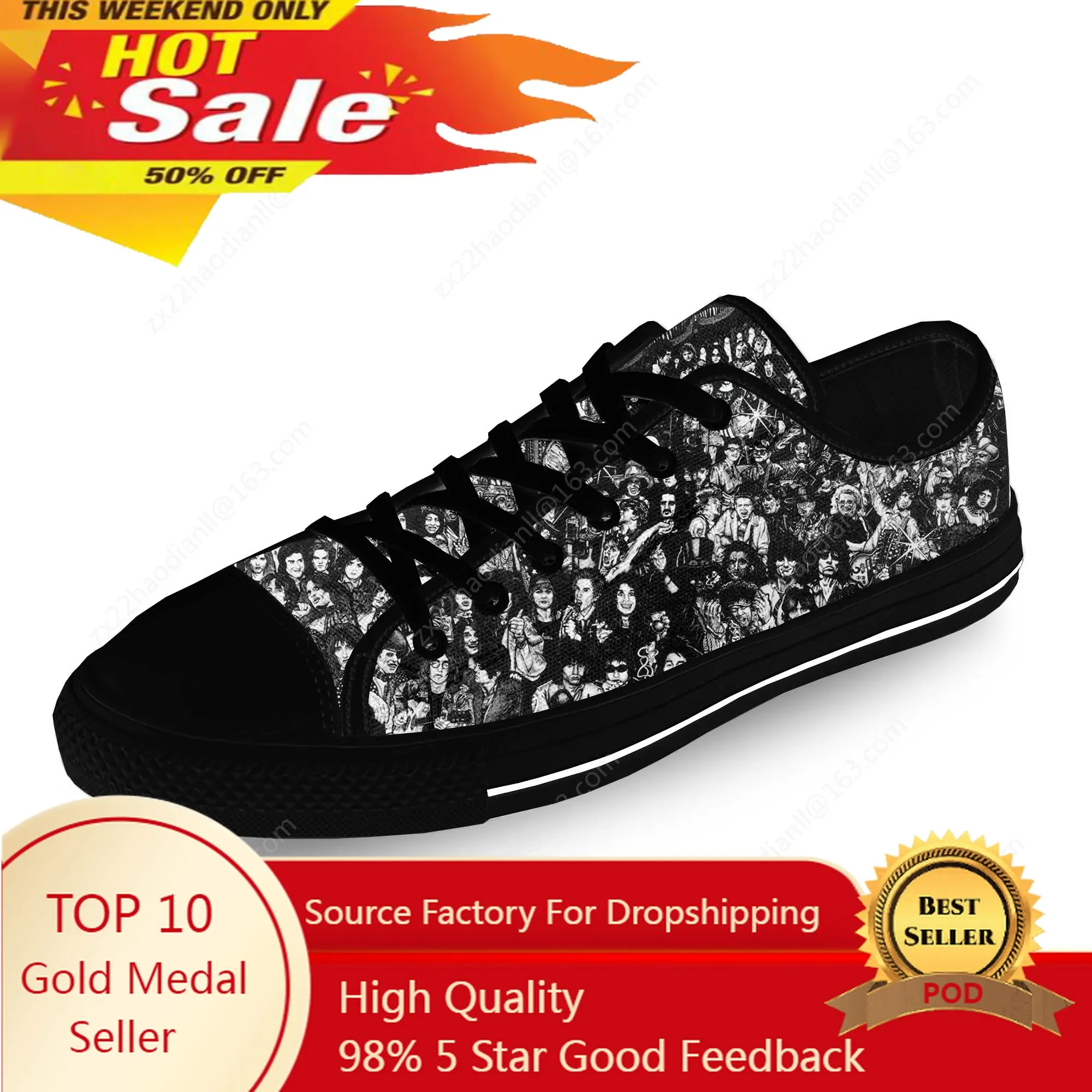 

Rock N Roll Rock Band Low Top Sneaker Men Women Teenager Canvas High Quality Sneaker Casual Custom Made Shoes Customize DIY Shoe