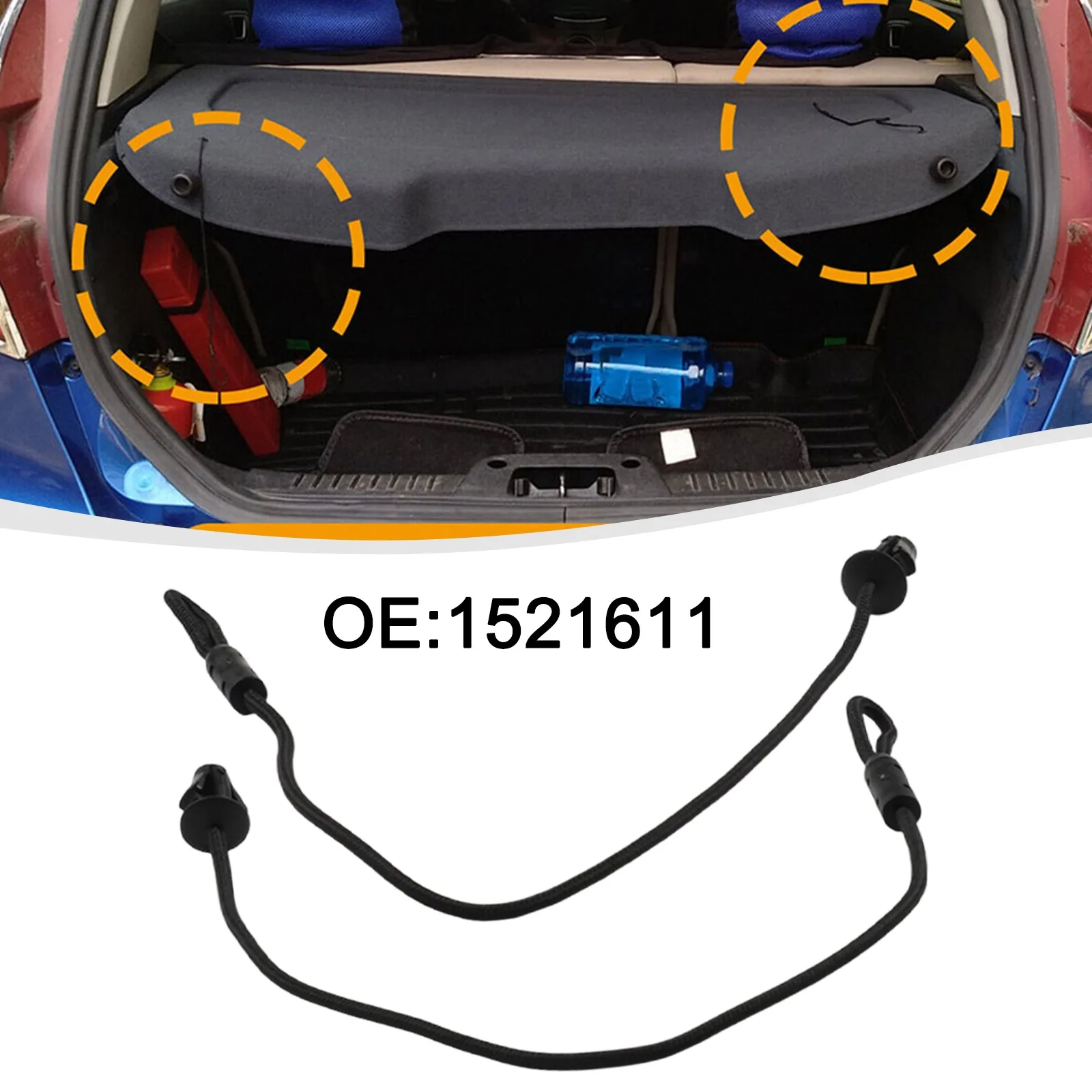 2x Door Rear Parcel Shelf Strap For Ford Fiesta- 2008 Through 2012 Matches OEM 1521611 Specifications No Assembly Required