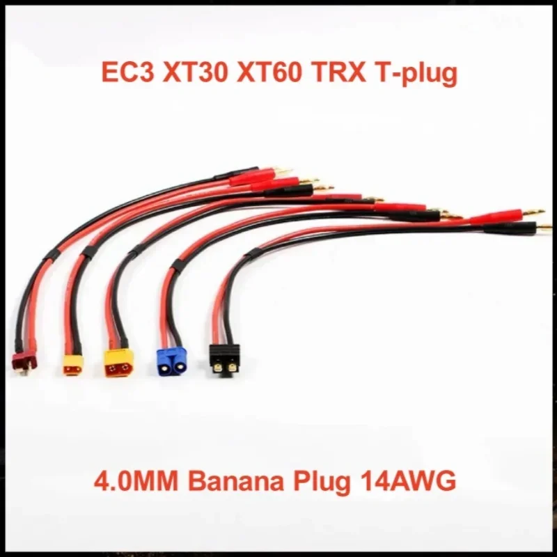 1pc XT60 XT30 EC3 TRX Male Female Connector To 4mm Banana Plug Silicone Cable 14AWG For RC Flight Model Battery Charging Toys