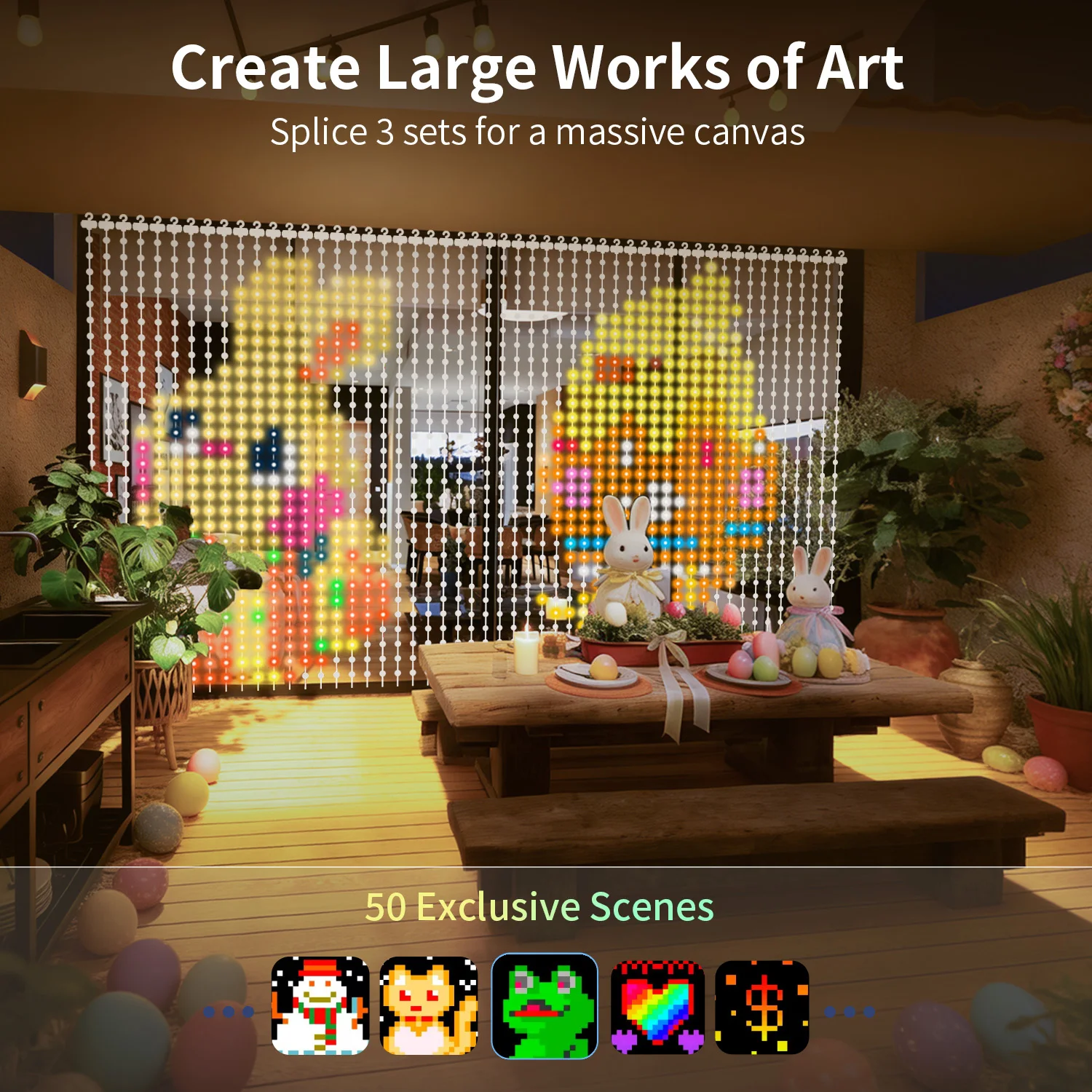 Smart Curtain Lights,400LED,APP Control, DIY Pattern Music,Warm Gift,Wedding Family Party Decor.