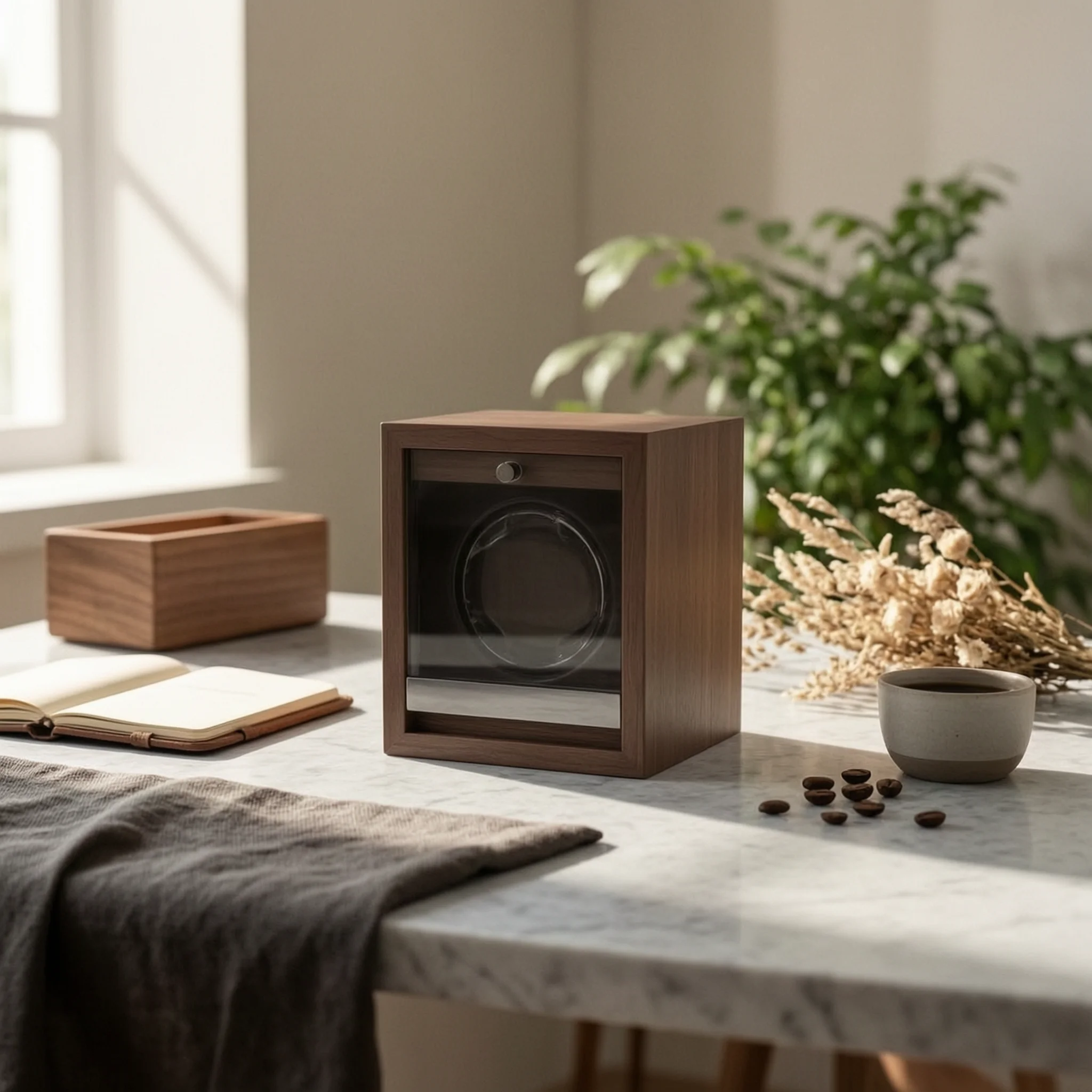 Automatic Watch Winder Single Watch Winder with Glass Door Space-Saving Rotating for Professionals, Bedroom, Dressing Room