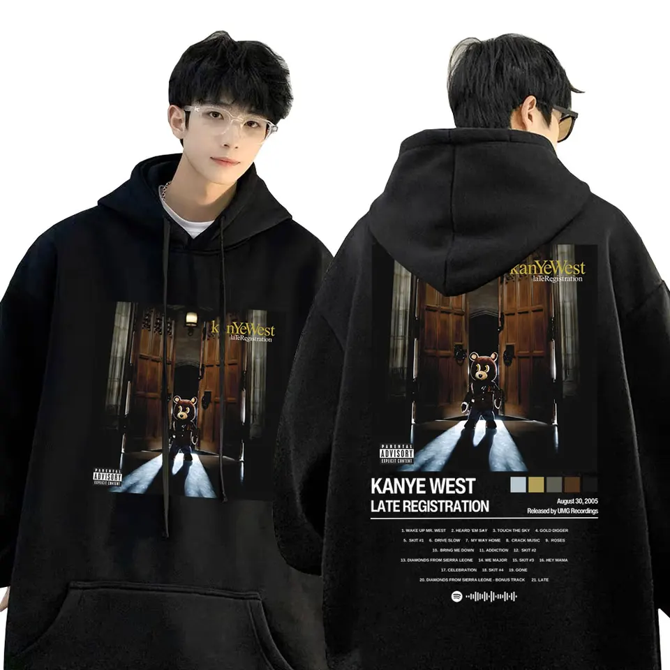 Rapper Kanye West Late Registration Album Cover Print Hoodie Male