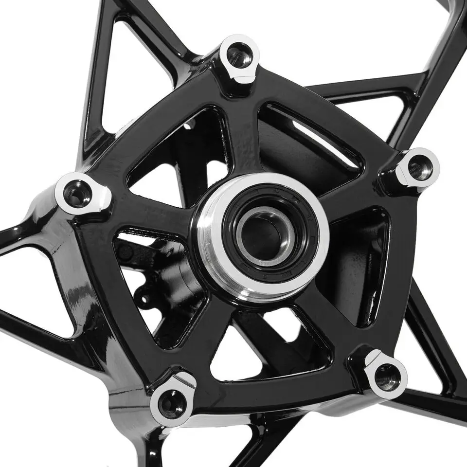 حافة عجلة أمامية للدراجة النارية مقاس 17 بوصة × 3.5 بوصة باللون الأسود اللامع لـ Kawasaki Z900 Z650 Z900 Ninja 650 2017 ~ 2024 2023 2022 حافة عجلة الدراجة النارية