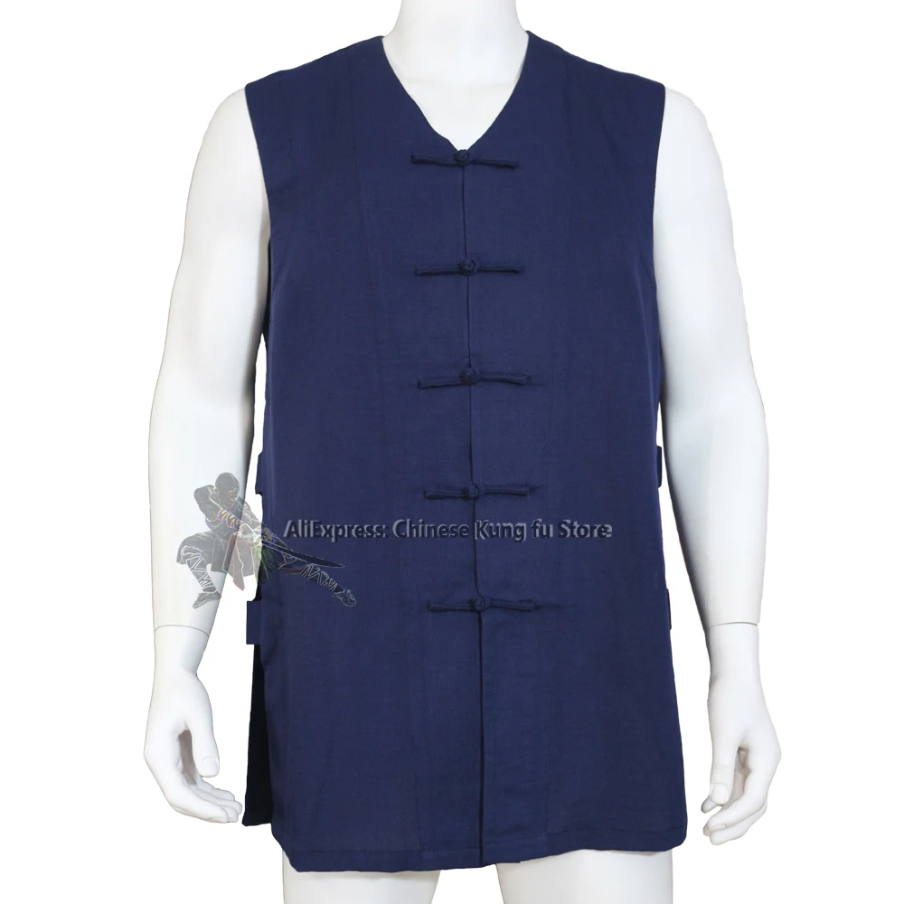 Chaleco de algodón y lino para Kung fu, chaqueta de Tai chi, camisetas de artes marciales Wing Chun Qigong, 25 colores