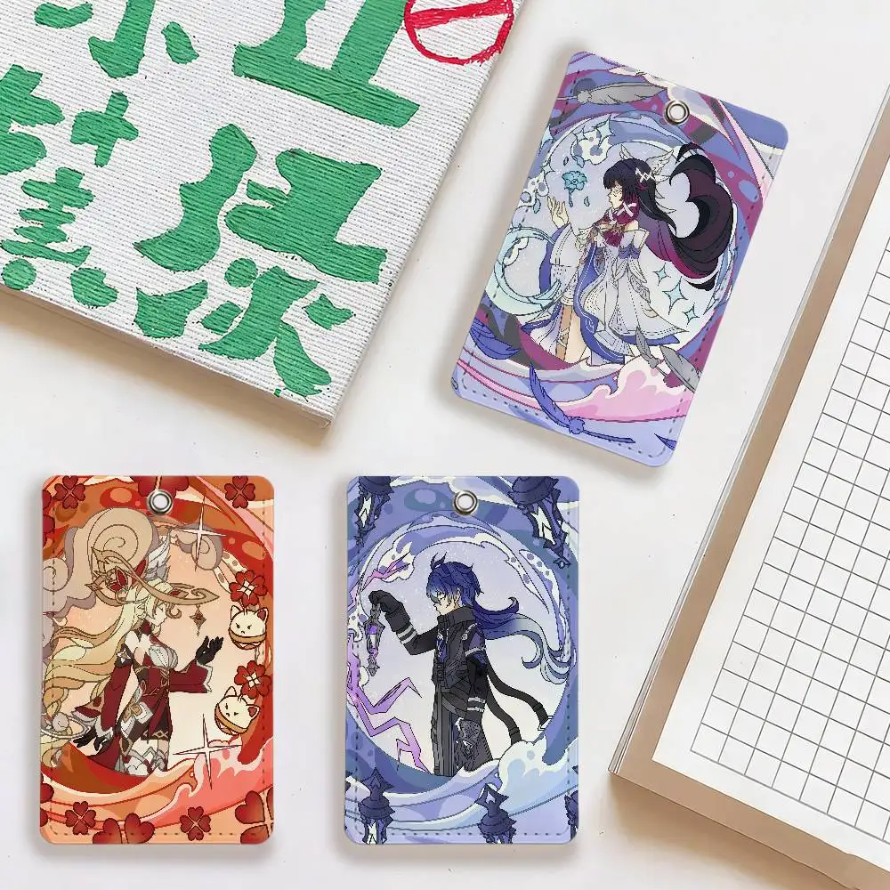 Genshin Impact Skirk Flins Bus House بطاقة الوصول الغطاء الواقي للمدرسة سلسلة مفاتيح مستطيلة من جلد البولي يوريثان معرف الأكثر مبيعًا #3