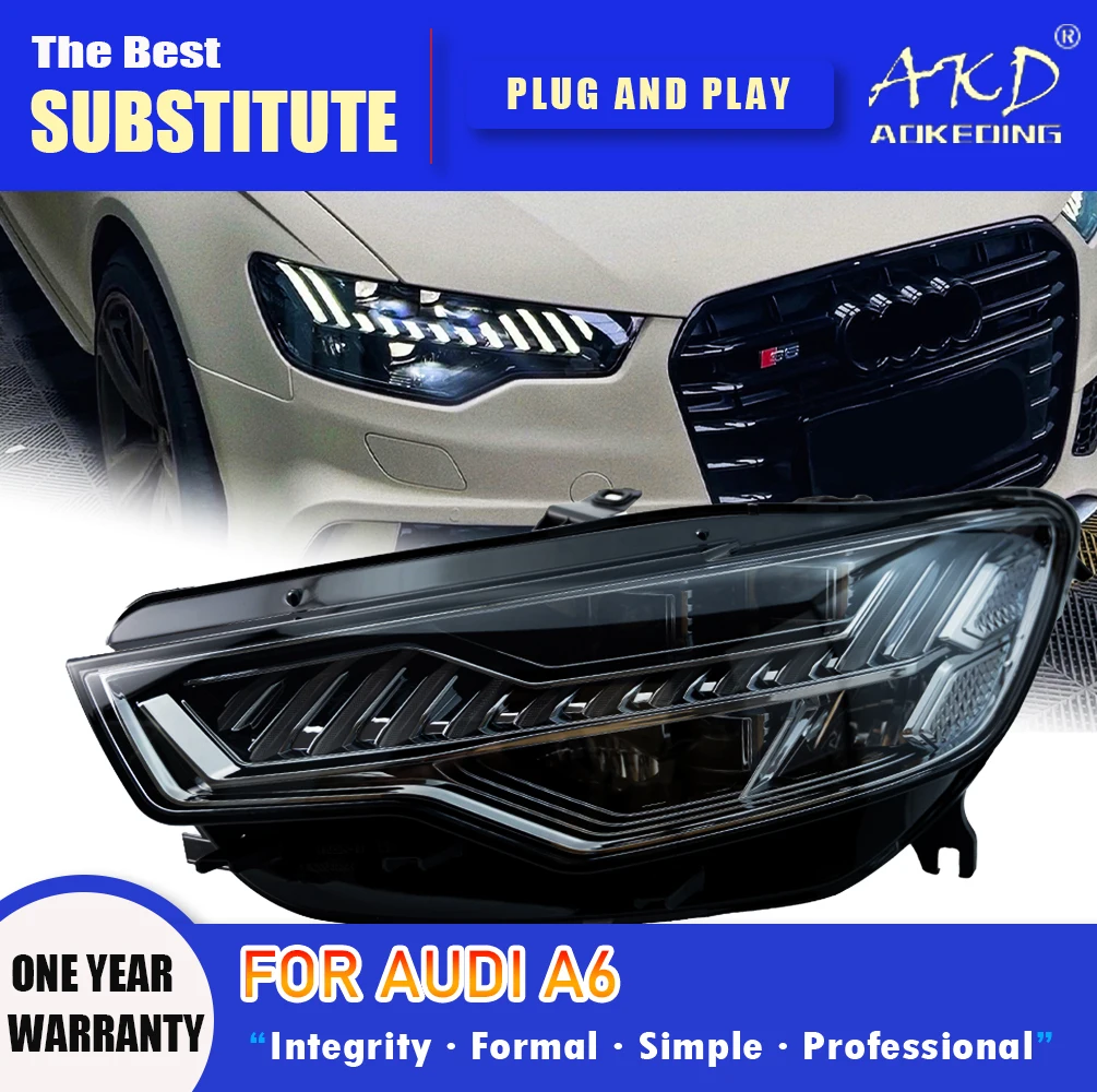 

AKD фара для Audi A6 светодиодная фара 2012-2015 Обновление фар A7 DRL указатель поворота дальнего света линза проектора «ангельский глаз»