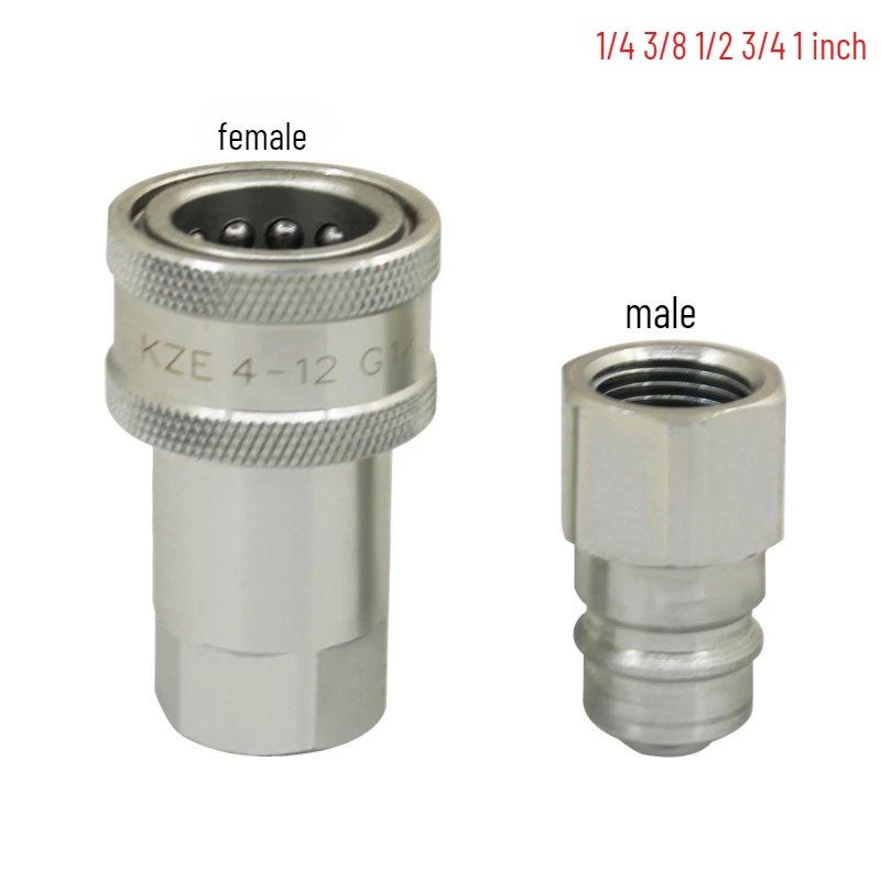 1/4 3/8 1/2 3/4 1 Inch Close Type Hydraulic Quick Coupling Quick Coupler Steel Material Plug Socket Connector Set