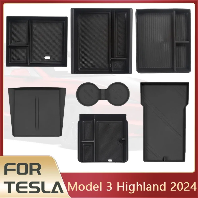 For Tesla Model 3 Highland 2024 Storage Box Model 3 2024 Highland Center Console Armrest Storage Box Stowing Tidying Accessories