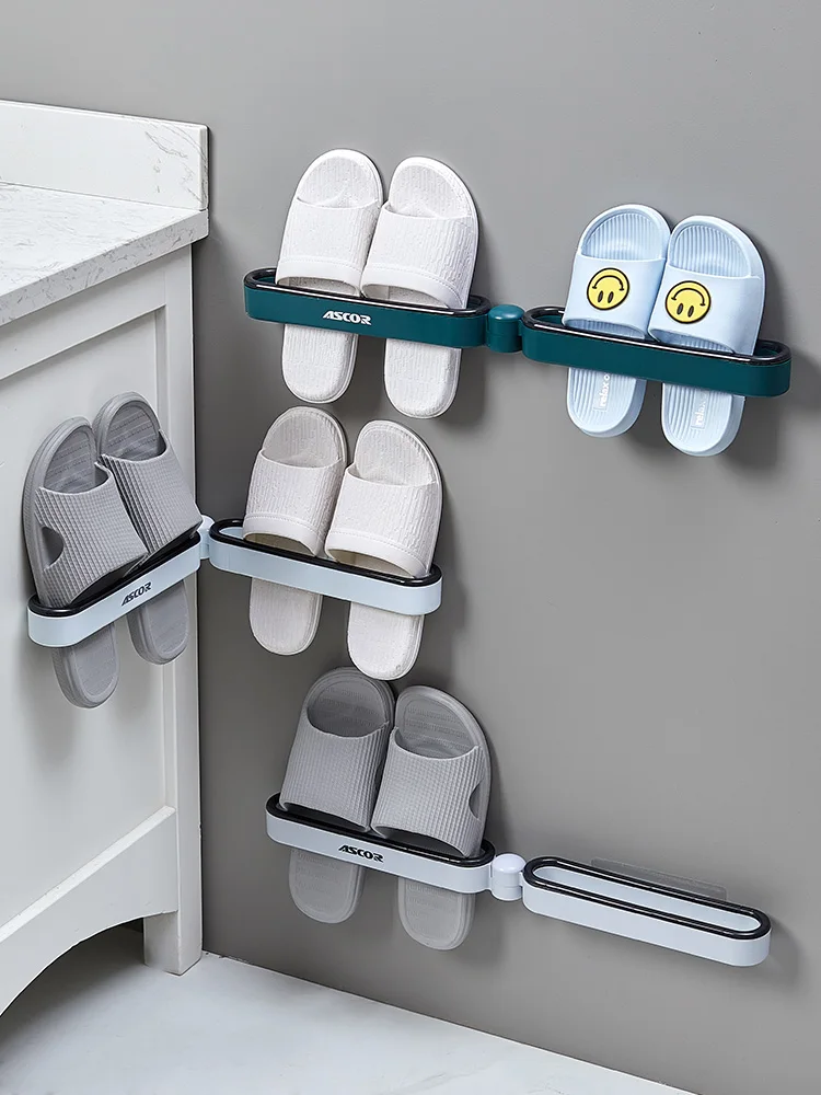 Bathroom slipper rack punch-free toilet wall wall-mounted shoes wall-mounted toilet storage artifact storage shoe rack