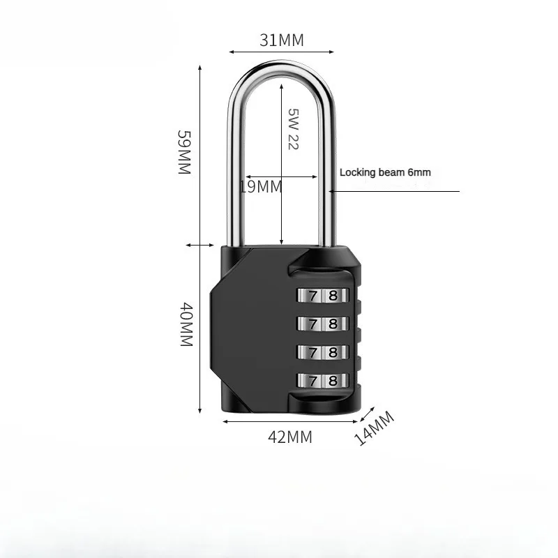 Imagem -06 - Impermeável Long Beam Combinação Cadeado Resettable Dígitos Cadeado Anti-roubo Resistente ao ar Livre