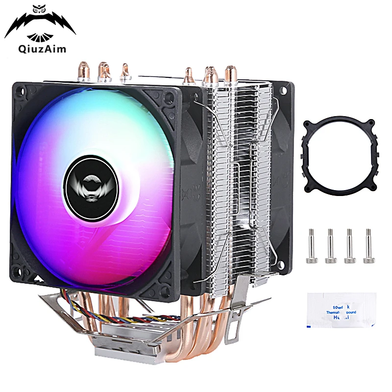 QiuzAim am4 Radiator Fan 4 Heat Pipe PC Air-cooled Cooler x79 x99 CPU Cooling Efficient Cooler Installing LGA2011 2099 2066 am5