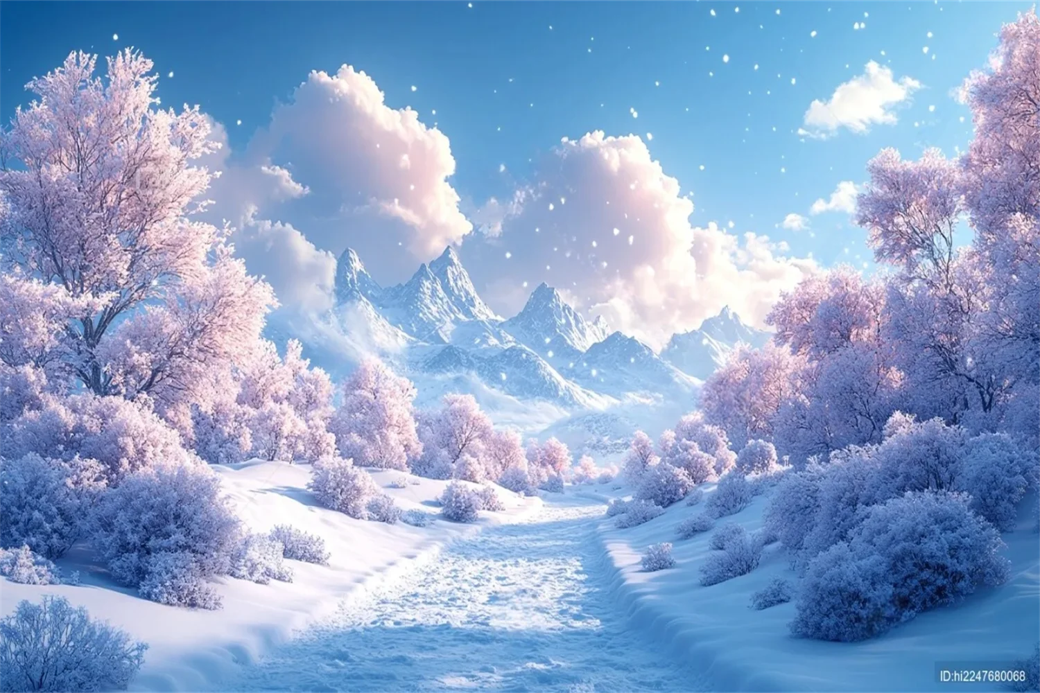 Customized Size Wallpaper Pink Forest Snow Mountain Landscape Mural Home Decoration Princess Room Cherry Blossom Tree 3d Mural