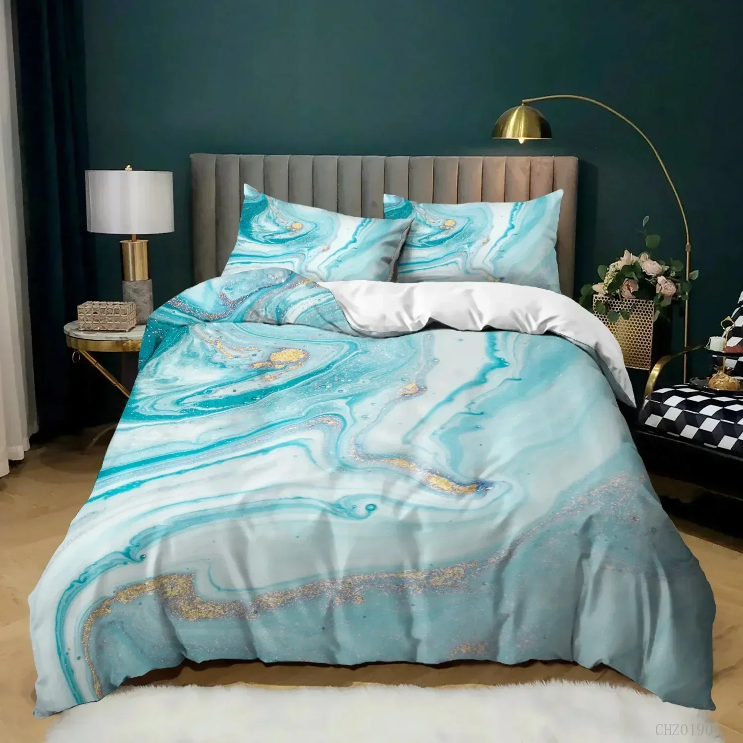 Golden Marble Pink Bedding Set For Bedroom Soft Modern Bedspreads Comefortable Kids Duvet Cover Quilt Cover And Pillowcase